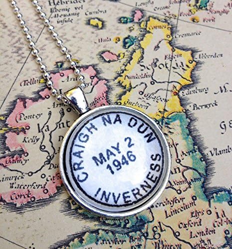 Outlander Necklace, Craig Na Dun Vintage Postmark Style Necklace for Outlander Fans