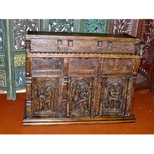 Rare Unique Antique India Furniture Hand Carved Kamasutra Chest Sideboard by