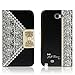 Galaxy Note 2 Case,Landfox Black Fresh Cute Flip Wallet Leather Case (Samsung Galaxy Note 2 N7100)