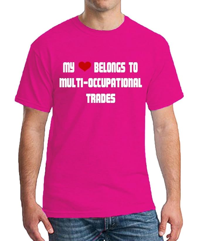 Amazon.com: MY HEART BELONGS TO MULTI-OCCUPATIONAL TRADES Hot Pink ...