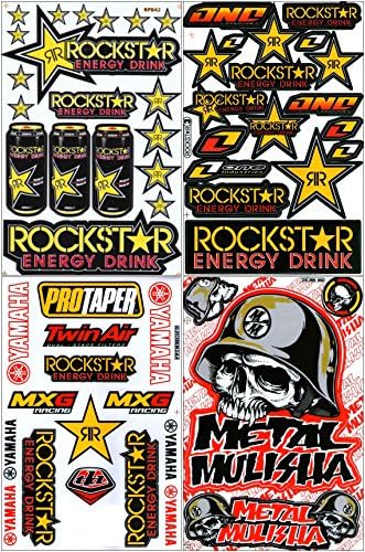 Lot of 4 Sheets, Rockstar Energy Sticker Car Racing Motorcross Decal Motorcycle Truck Graphic Logo Bicycle Bike Stickers