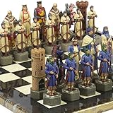 Crusade Chessmen & Mancini Chess Board from Italy Extra Large, King: 6 7/8