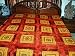 Red Gold Velvet Mirror Embroidery Sari Tapestry Bedspread Coverlet Throw