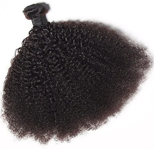 10-24 Inches 3 Bundles per Lot Unprocessed Virgin Brazilian Afro Kinky Curly Human Hair Extensions for Black Women-Natural Black (16 18 20)