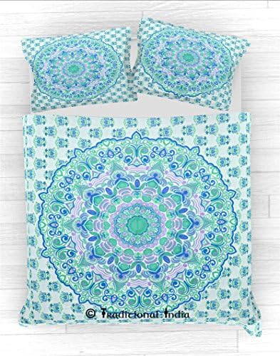 Cotton Indian Duvet Cover Boho Quilt Handmade Coverlet Bohemian Doona Cover Mandala Blanket
