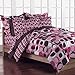 Girls Teen Pink and Brown Geometric Circles 7 Piece Comforter Set Size: Full