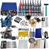 Complete Tattoo Kit 2 Top Machines 28 Color Inks Power Shipping From USA Mgt-16