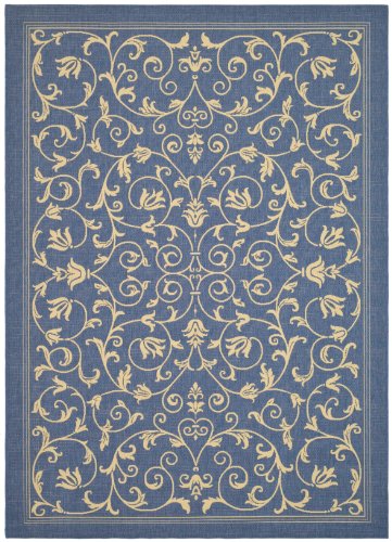 Safavieh Courtyard Collection CY2098-3103 Blue and Natural Indoor/Outdoor Area Rug, 2-Feet 7-Inch by 5-Feet