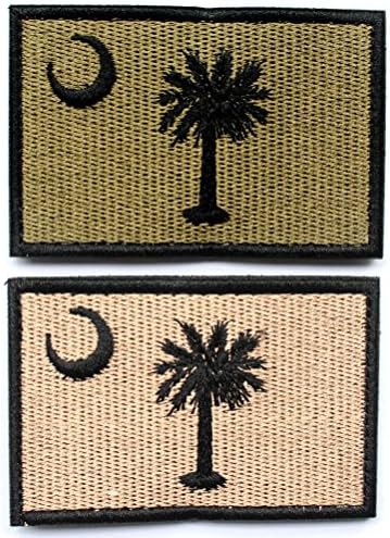 2 Pack - South Carolina state flag Patch with Velcro backing Decorative Embroidered Badge appliques