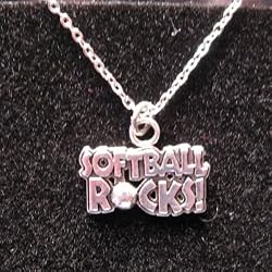 Pewter Softball Rocks Necklace