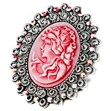 Pugster Red Cameo Brooches And Pins Vintage