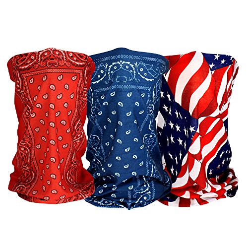 ZANheadgear Motley Tube (Multi Color, One Size), (Pack of 3) (Patriotic Design)