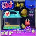 LITTLEST PET SHOP FUNNIEST PETS GIFT SET FEATURING SALMON COLOR HERMIT CRAB #929 AND YELLOW FROG #928 PLUS TANK AND BONUS TOYS