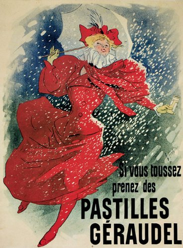 Lady Raining Candy Girl Red Dress Umbrella Pastilles Geraudel Art Nouveau 20