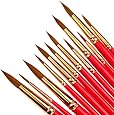 Ishua 12pcs Nylon Hair Pointed-head Tip Paintbrush Watercolor Oil Painting Supplies Artist Paint Brush Set Red