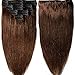 S-noilite Clip in Hair Extensions Real Human Hair 16 Inch Medium Brown Hair Extensions Remy Human Hair Clip In For Women Natural Straight Double Weft 8PCS 130g #4