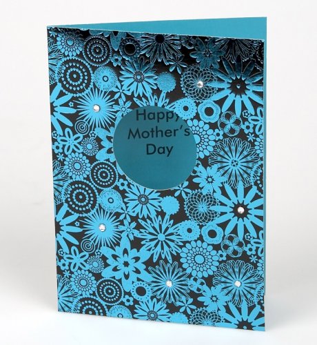 Turquoise Foil on Black Hand finished Mother's Day Card