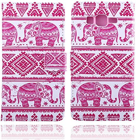 For Galaxy Grand Prime G530H , Joy Chen Painting Lovely Ethnic Style Pink Elephants PU Leather and TPU [Wallet Magnet] Flip Stand Case Cover for Samsung Galaxy Grand Prime SM-G530H With Card Holder J49+ Screen Protector + Stylus Pen