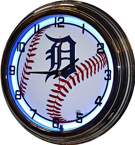 17" Blue Neon Wall Clock, Detroit Tigers, MLB Major League Baseball