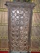 Antique Hand Carved Rustic Iron Claded Teak Wood Indian Jharokha Door Window