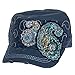 Crystal Case Womens Cotton Rhinestone Paisley Cadet Cap Hat