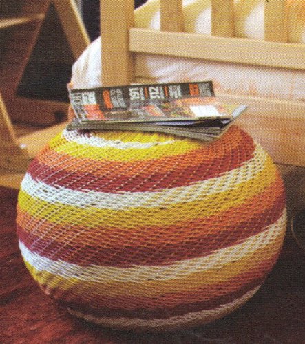 Cable Woven Spiral Stool/Ottoman Fair Trade Hand Made