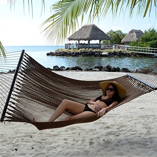 Tropic Island Large Soft Spun Polyester Mocha Caribbean Hammock with FREE Hanging Hardware