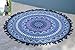 Tassel Fringe Roundie Mandala Beach Throw, Round Mandala Beach Sheet, Tassel Fringing Mandala, Meditation Yoga Mat with Beautiful Carry Bag