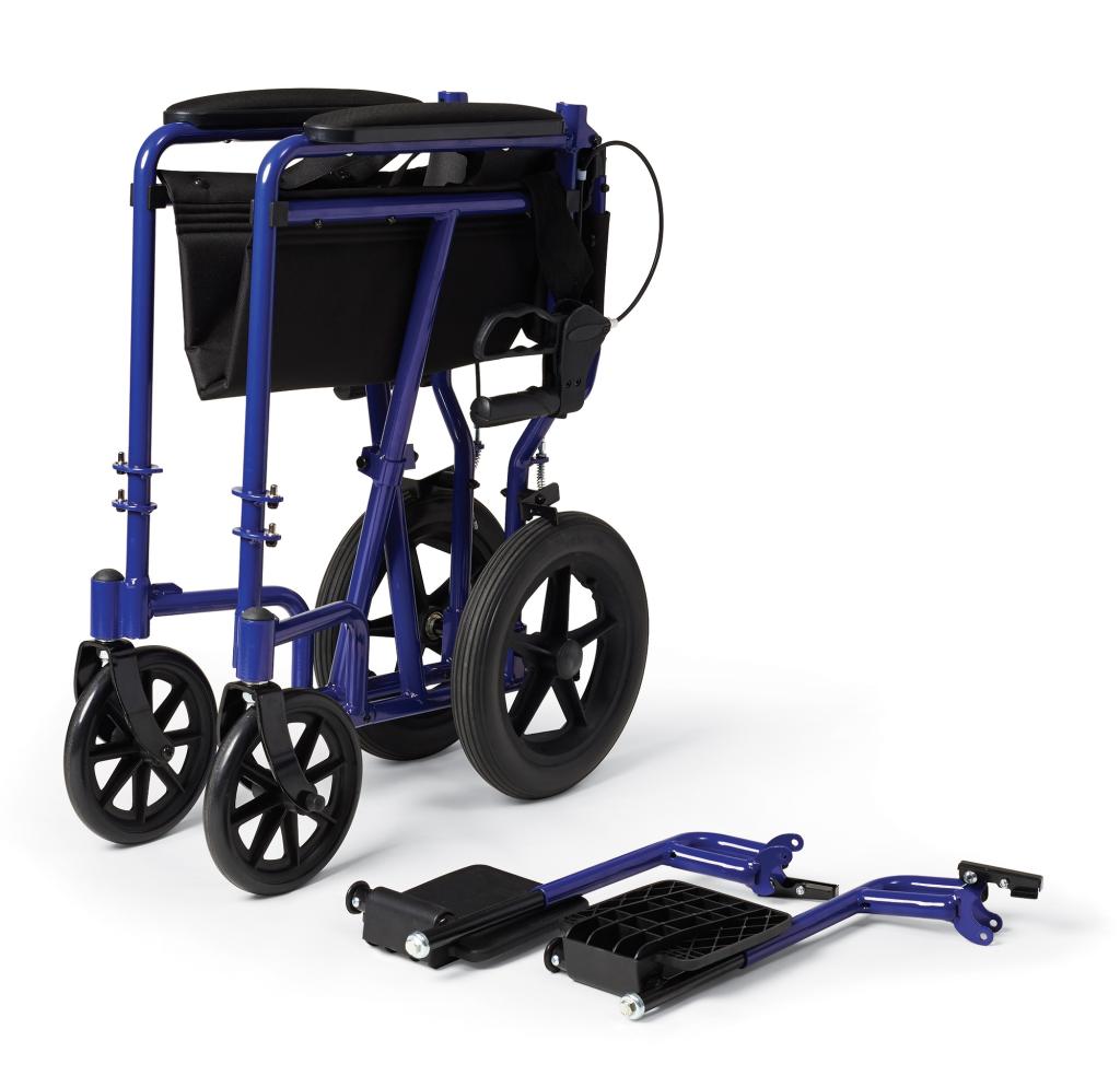 Medline Transport Wheelchair with Brakes, Blue Health