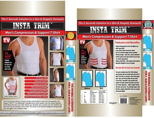 (Size Small) Mens Slimming Body Shaper Vest Shirt Abs Abdomen Slim: Look Thinner in an Instant, Great for Clubbing, Dating, Meetings, Any Occasions