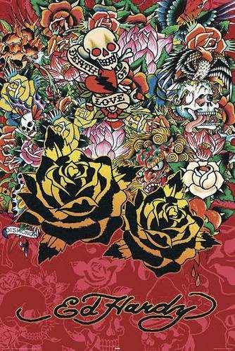 Ed Hardy - Tattoo Poster (2008 Edition - Black Rose) (Size: 24 x 36)