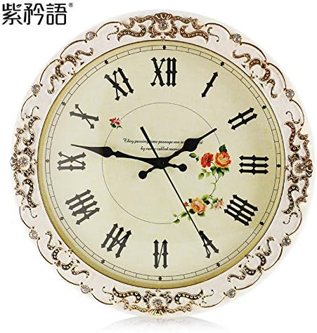 European garden solid wood wall clock mute e round the living room clocks contemporary wall clock,12 inch,102 crack white