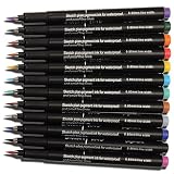 Magicdo 12 Pcs Water Color Paint Brush Pens Pigment ink, Adult Coloring Markers, Pigma Brush Marker Pen, Sign Pen, Shading, Blending, Drawing, Calligraphy, Vibrant Colors Great For Coloring (Black)