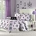 MI ZONE Katelyn Comforter Set Full/Queen Size - Purple, Black, Damask – 4 Piece Bed Sets – Peach Skin Fabric Teen Bedding for Girls Bedroom