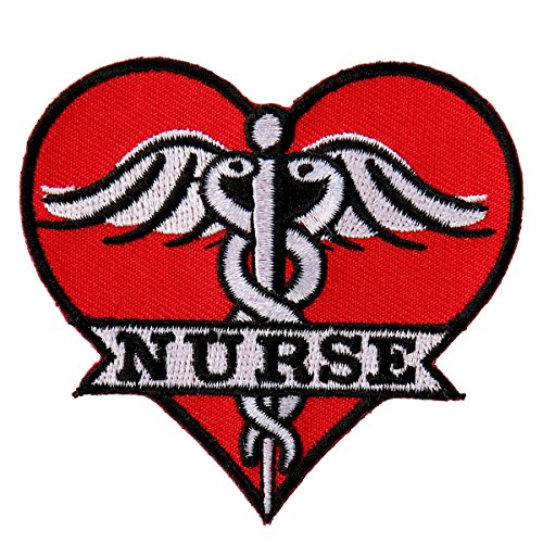 Hot Leathers, NURSE HEART, High Thread Embroidered Iron-On / Saw-On, Heat Sealed Backing Rayon PATCH - 3