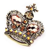 Pugster Gorgeous Crown Peach Crystal Brooch