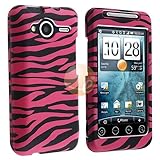 Snap-on Rubber Coated Case for HTC EVO Shift 4G, Hot Pink / Black Zebra