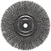Weiler Vortec Pro Narrow Face Wire Wheel Brush, Round Hole, Carbon Steel, Crimped Wire, 8" Diameter, 0.014" Wire Diameter, 5/8" Arbor, 6000 rpm