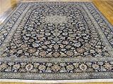 10'0 x 13'1 Navy Blue Persian Hand Knotted Wool Kashan Rug