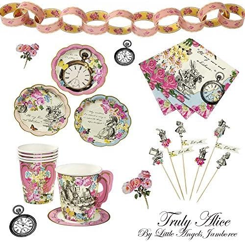 Truly Alice Kit For 12 - Cups, Plates, Napkins, Paper Chains, Canape Picks by Truly Alice