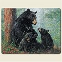 Black Bear Family 8" By10" Small Tempered Glass Cutting Board