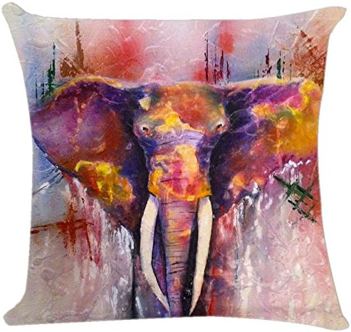 Square Throw Pillow Cover Decorative Cushion Cover for Sofa African Elephant Pillow Covers Custom Water Color Elephant Painting Pillow Covers Zippered Pillow Case Two Sides Printed 18X18 Inch