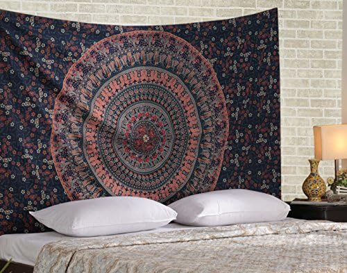 Twin Hippie Elephant Tapestries Wall Hanging , Indian Mandala Tapestry Bedspread , Dorm Tapestry, Decorative Wall Hanging , Tapestries for Dorms By Rajrang
