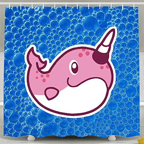 Pink Narwhal Shower Curtains 72*78inch For Home / Traval / Hotel With Hooks