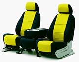 Coverking Custom Seat Covers NeoSupreme Black Sides Yellow Insert Best fitted for 1997 to 2004 Corvette