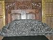 India Art Radha Krishna Peacocks Carved Headboard Wooden Wall Panel 72 Inch