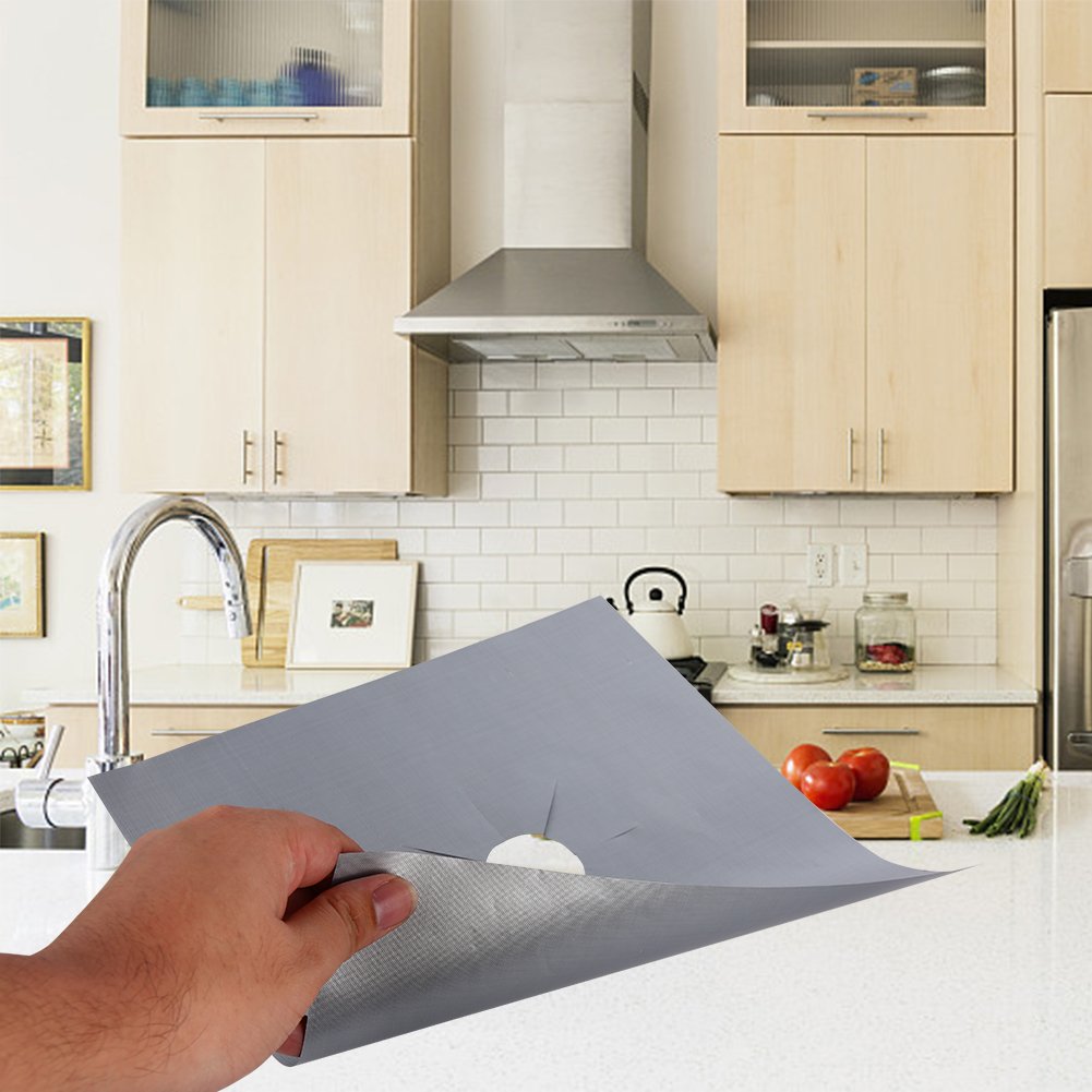 Gas Hob Protection Pad IdealHouse 4PCS Universal Aluminum Foil Reusable