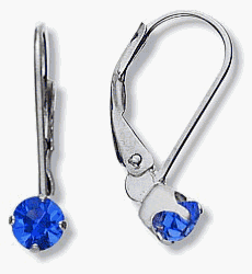 September 14 Karat White Gold 4mm Sapphire Leverback Gem Earrings
