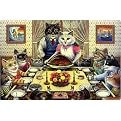 Feline Family Feast Pet Mat by Don Roth