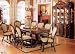 All new item 7 pc walnut finish wood Minerva Collection double pedestal dining room table set with marble top